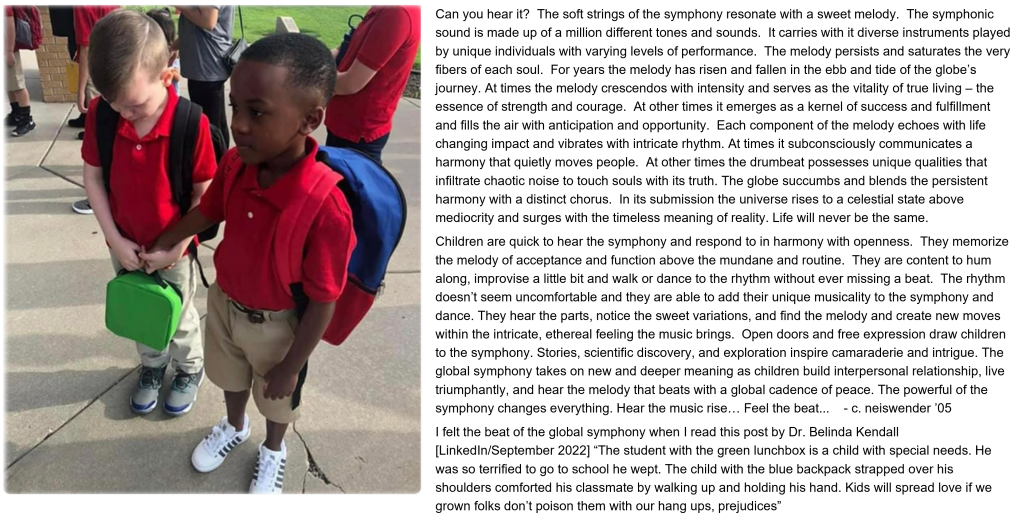 Two little boys on the first day of school. One helping the other not cry and find the courage.